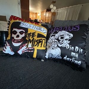 Misfits Themed Decorative Pillow Set - Black and Multicolor